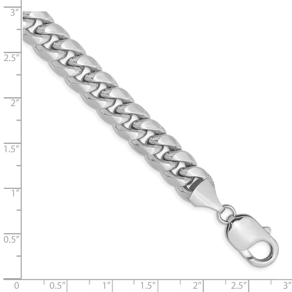 14K Weißgold 9.3mm Halbmassiv Miami Kubanisch Gliederarmband