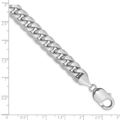 14K Weißgold 9.3mm Halbmassiv Miami Kubanisch Gliederarmband