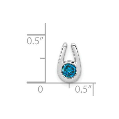 14K Weißgold 1/4 Karat Blau Diamant Kette Anhänger