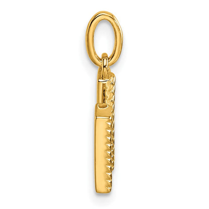 14K Gelbgold Charm mit gedrehtem Buchstaben M und 0,05 ct. Diamant