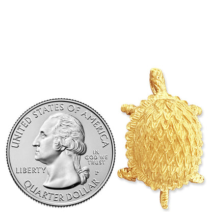 14K Gold Box-Schildkröte Gleitanhänger