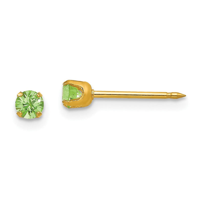 14K Gelbgold Inverness 3mm August Kristall Geburtsstein Ohrstecker