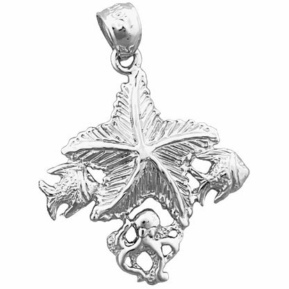 14K Gold Anhänger Seestern mit Oktopus- und Fisch-Akzenten