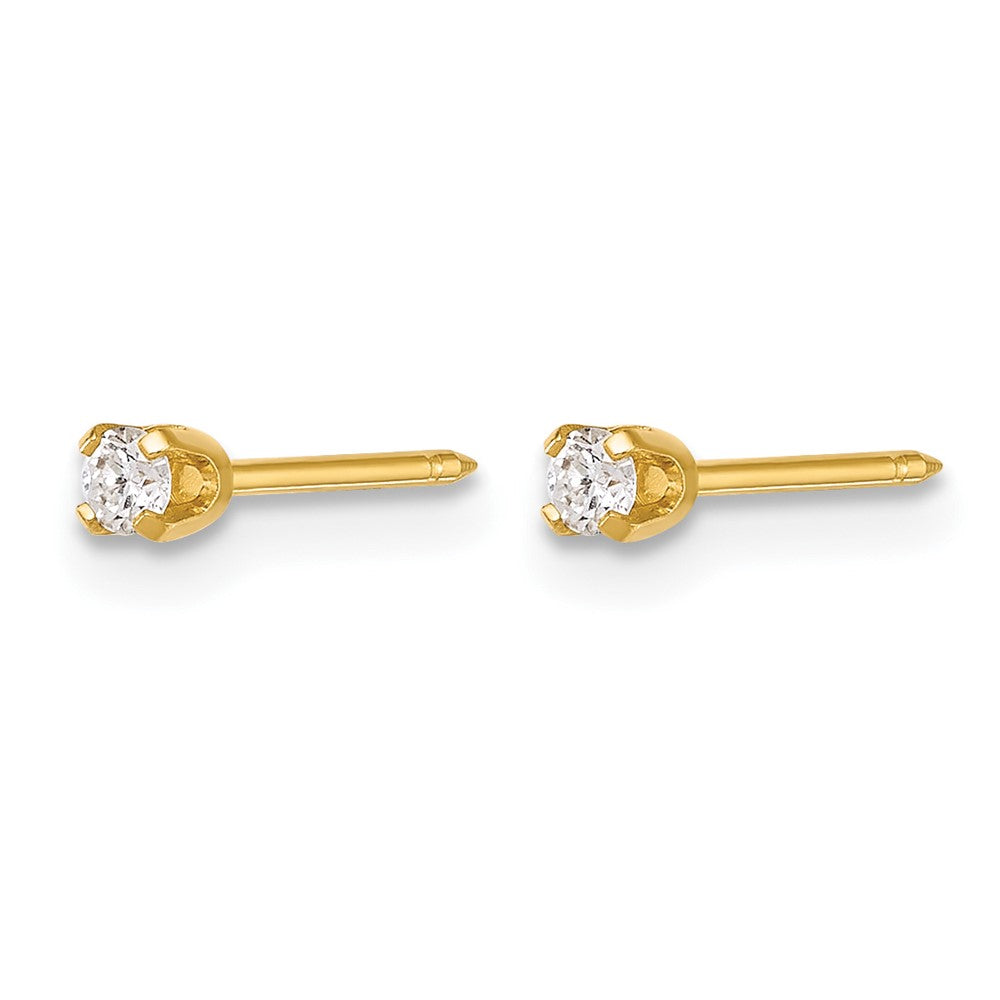 14K Gelbgold Poliert 2.4mm.10ct Im Labor Gezüchtet Diamant Ohrstecker