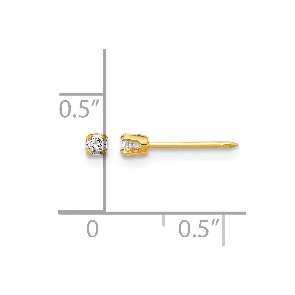 14K Gelbgold Poliert 2.4mm.10ct Im Labor Gezüchtet Diamant Ohrstecker