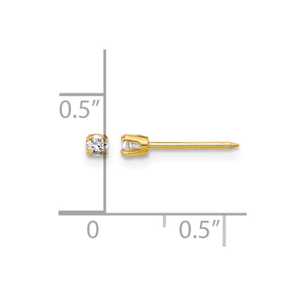 14K Gelbgold Poliert 2.4mm.10ct Im Labor Gezüchtet Diamant Ohrstecker