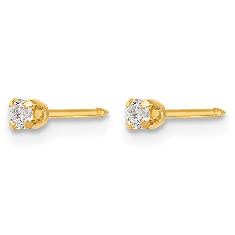 14K Gelbgold Poliert 2.4mm.10ct Im Labor Gezüchtet Diamant Short Ohrstecker