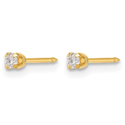 14K Gelbgold Poliert 2.4mm.10ct Im Labor Gezüchtet Diamant Short Ohrstecker