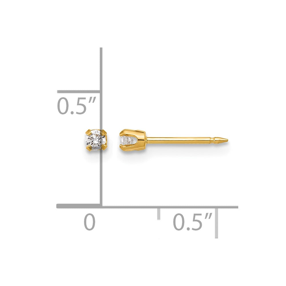 14K Gelbgold Poliert 2.4mm.10ct Im Labor Gezüchtet Diamant Short Ohrstecker