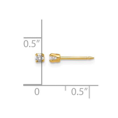 14K Gelbgold Poliert 2.4mm.10ct Im Labor Gezüchtet Diamant Short Ohrstecker