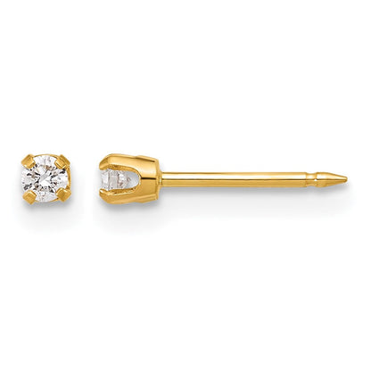 14K Gelbgold Poliert 2.4mm.10ct Im Labor Gezüchtet Diamant Short Ohrstecker