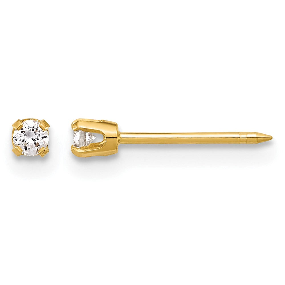 14K Gelbgold Poliert 2.4mm.10ct Im Labor Gezüchtet Diamant Ohrstecker