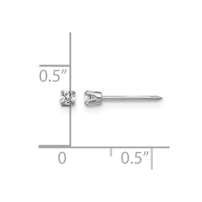 14K Weißgold 2.4mm.10ct Im Labor Gezüchtet Diamant Short Ohrstecker