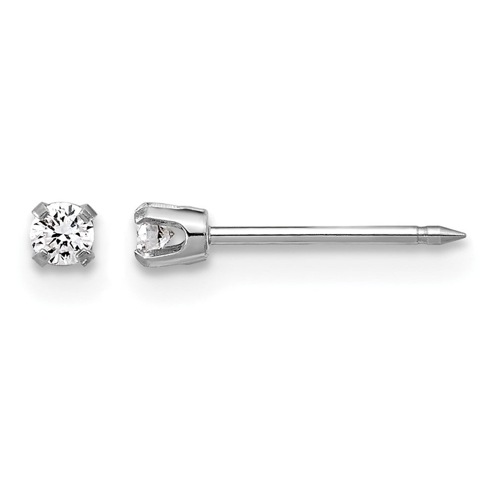 14K Weißgold 2.4mm.10ct Im Labor Gezüchtet Diamant Short Ohrstecker