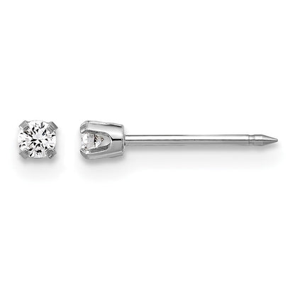 14K Weißgold 2.4mm.10ct Im Labor Gezüchtet Diamant Short Ohrstecker