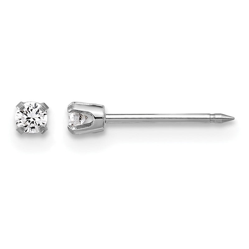 14K Weißgold 2.4mm.10ct Im Labor Gezüchtet Diamant Short Ohrstecker