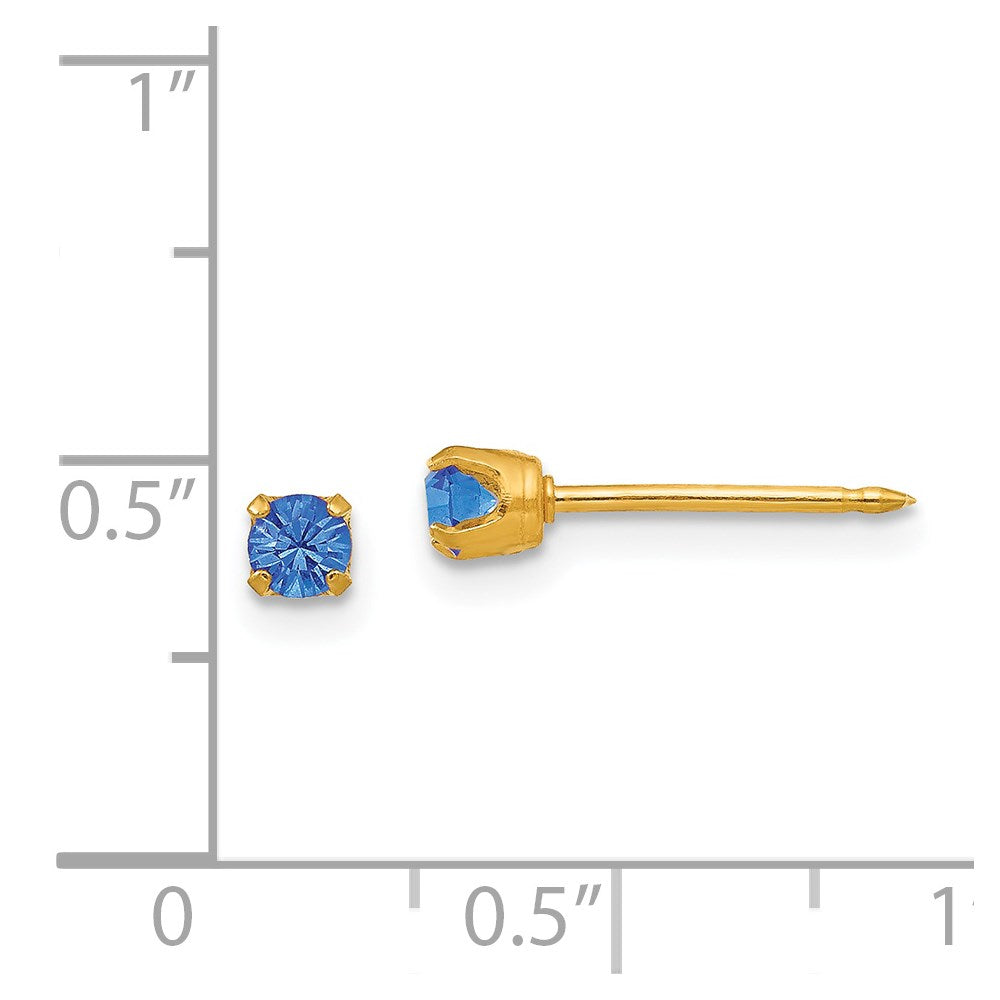 14K Gelbgold Inverness 3mm September Kristall Geburtsstein Ohrstecker