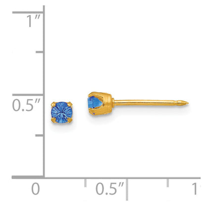 14K Gelbgold Inverness 3mm September Kristall Geburtsstein Ohrstecker