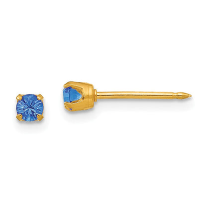 14K Gelbgold Inverness 3mm September Kristall Geburtsstein Ohrstecker