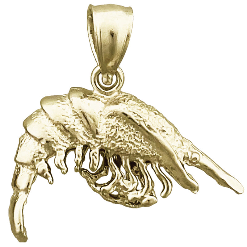 14K Gold 3D-Garnelen-Charm