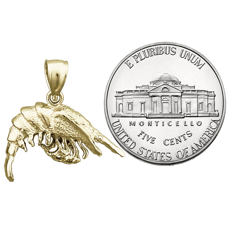 14K Gold 3D-Garnelen-Charm