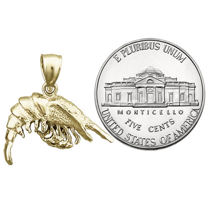 14K Gold 3D-Garnelen-Charm