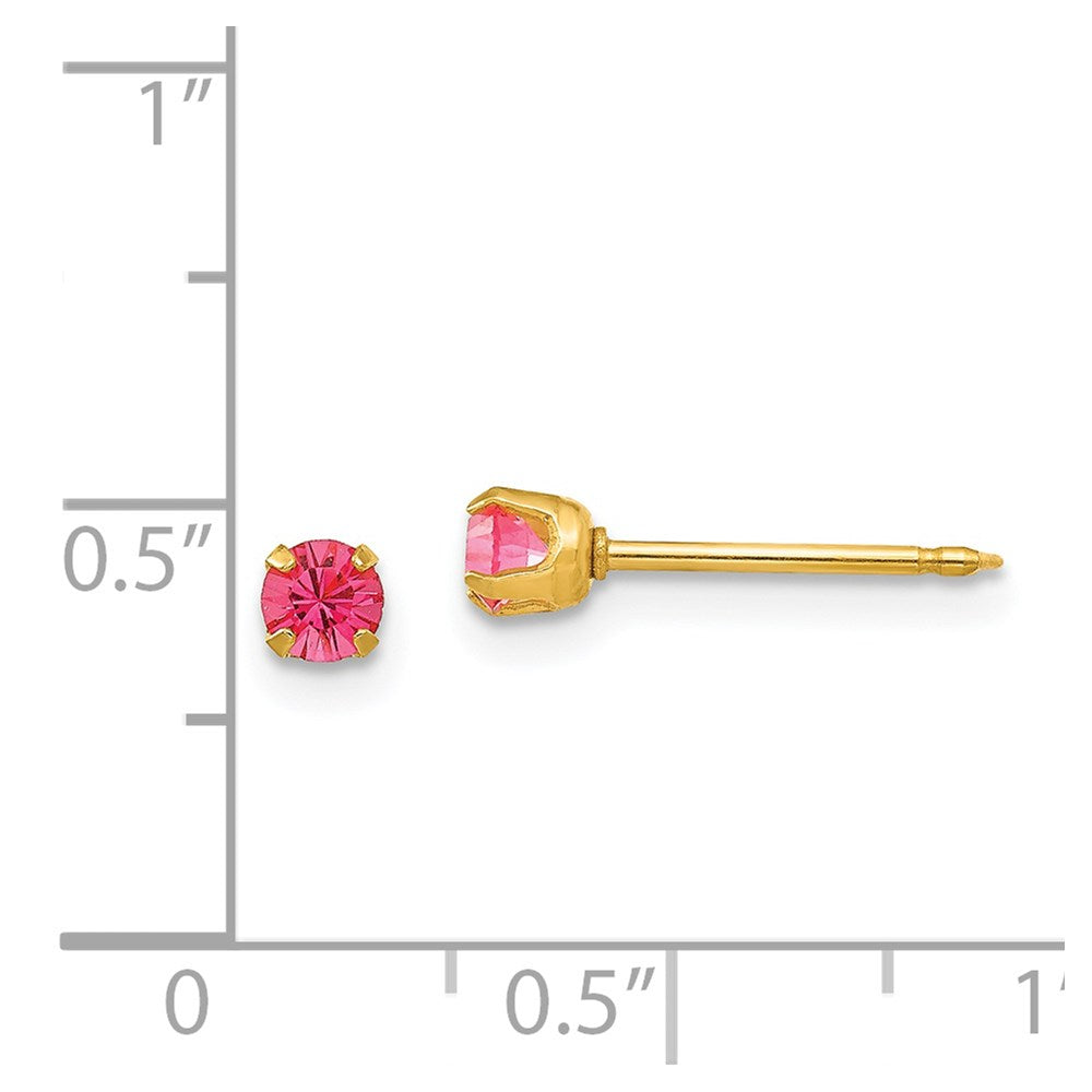 14K Gelbgold Inverness 3mm October Kristall Geburtsstein Ohrstecker
