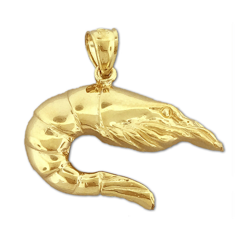 14K Gold Garnele-Anhänger, 25 mm
