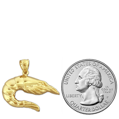 14K Gold Garnele-Anhänger, 25 mm