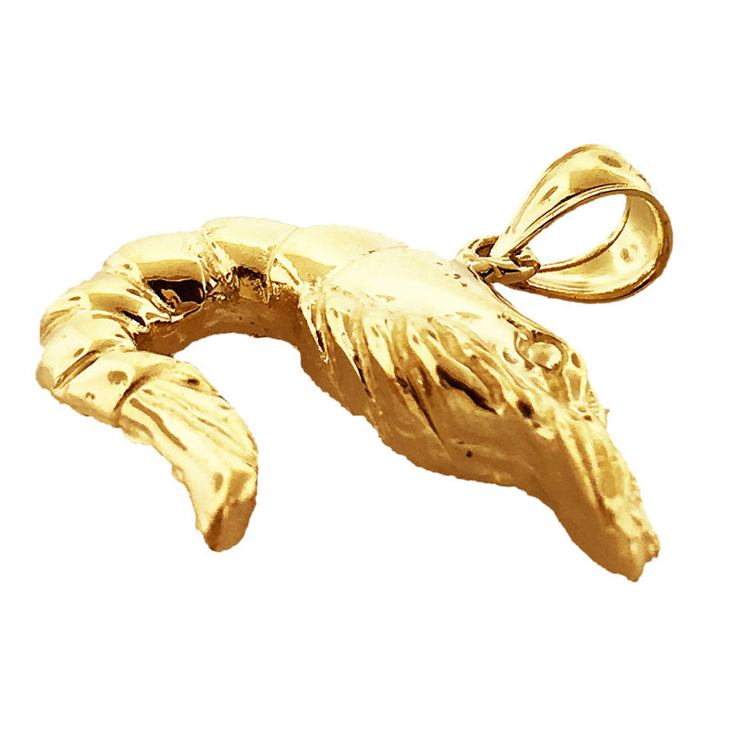 14K Gold Garnele-Anhänger, 25 mm