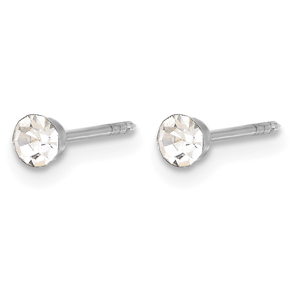 14K Weißgold 3mm Kristall Ohrstecker