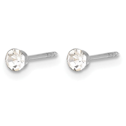 14K Weißgold 3mm Kristall Ohrstecker