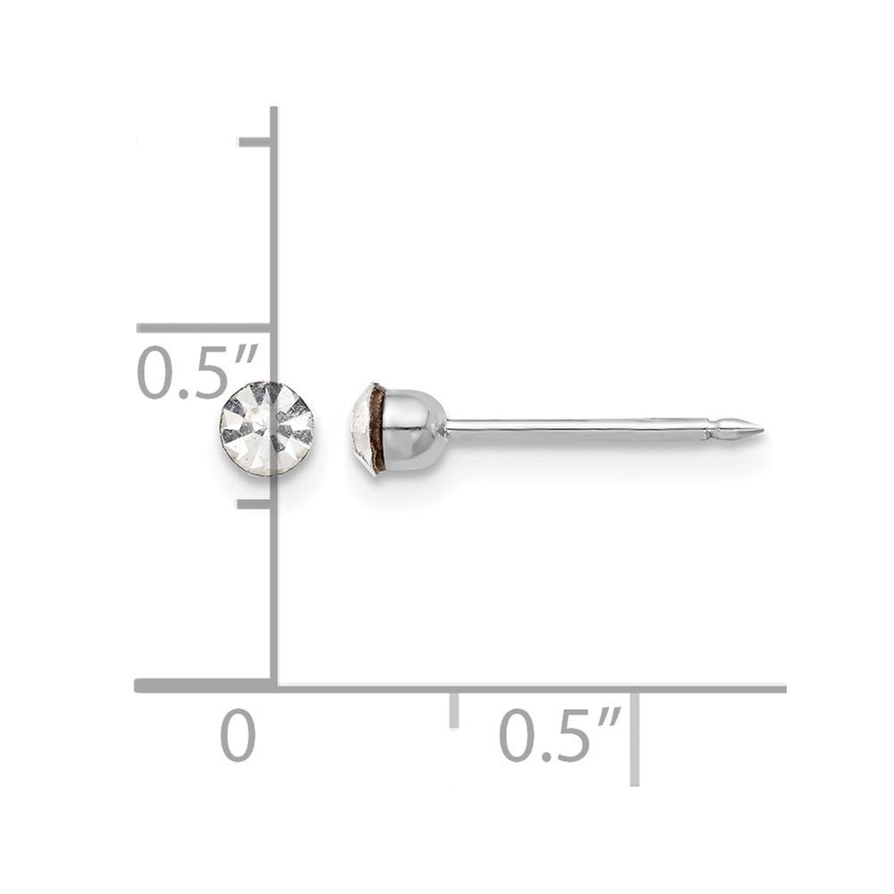 14K Weißgold 3mm Kristall Ohrstecker