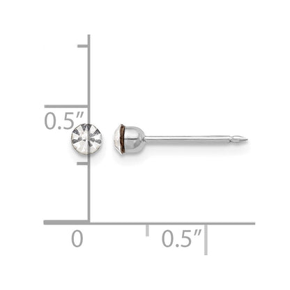 14K Weißgold 3mm Kristall Ohrstecker