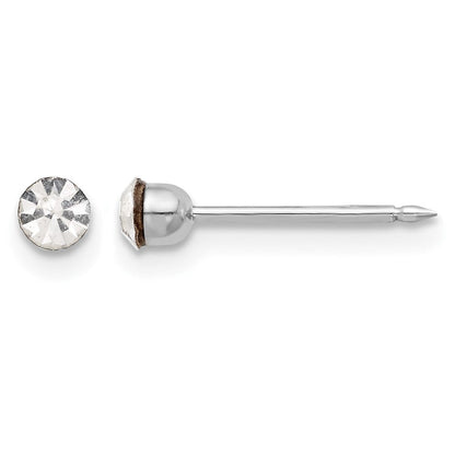 14K Weißgold 3mm Kristall Ohrstecker