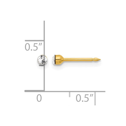 14K Gelbgold Poliert 2.4mm Kristall Ohrstecker