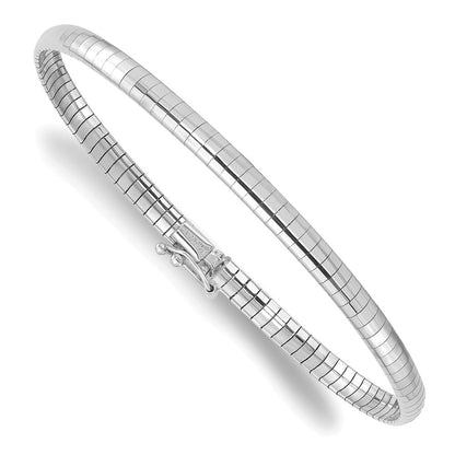 14K Weißgold 4mm Gewölbt 7 Zoll Omega Armband