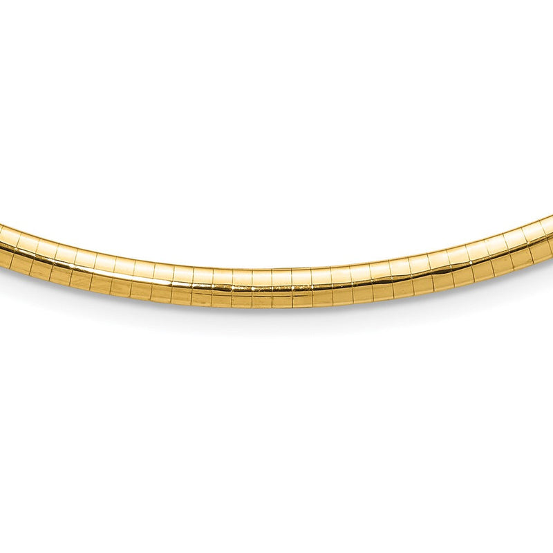 14K Gelbgold 4mm Gewölbt Omega Halskette