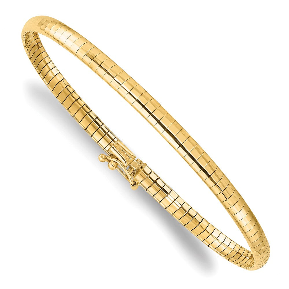 14K Gelbgold 4mm Gewölbt 7 Zoll Omega Armband