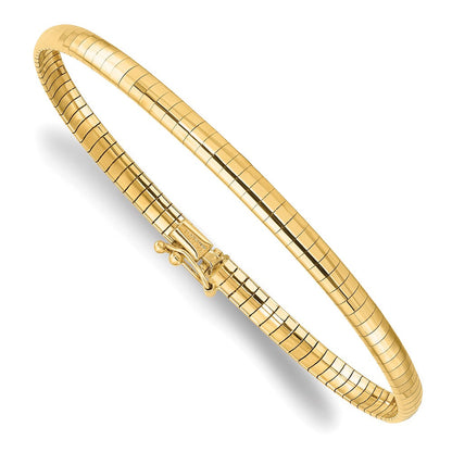 14K Gelbgold 4mm Gewölbt 7 Zoll Omega Armband