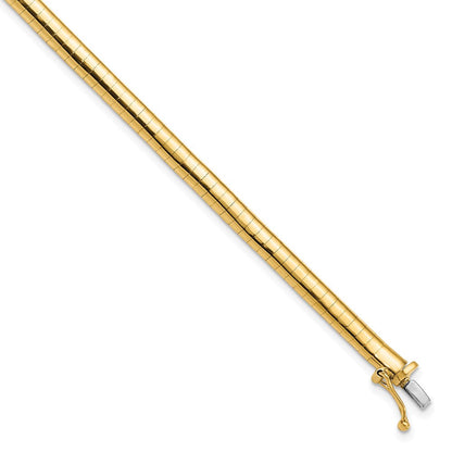 14K Gelbgold 4mm Gewölbt 7 Zoll Omega Armband