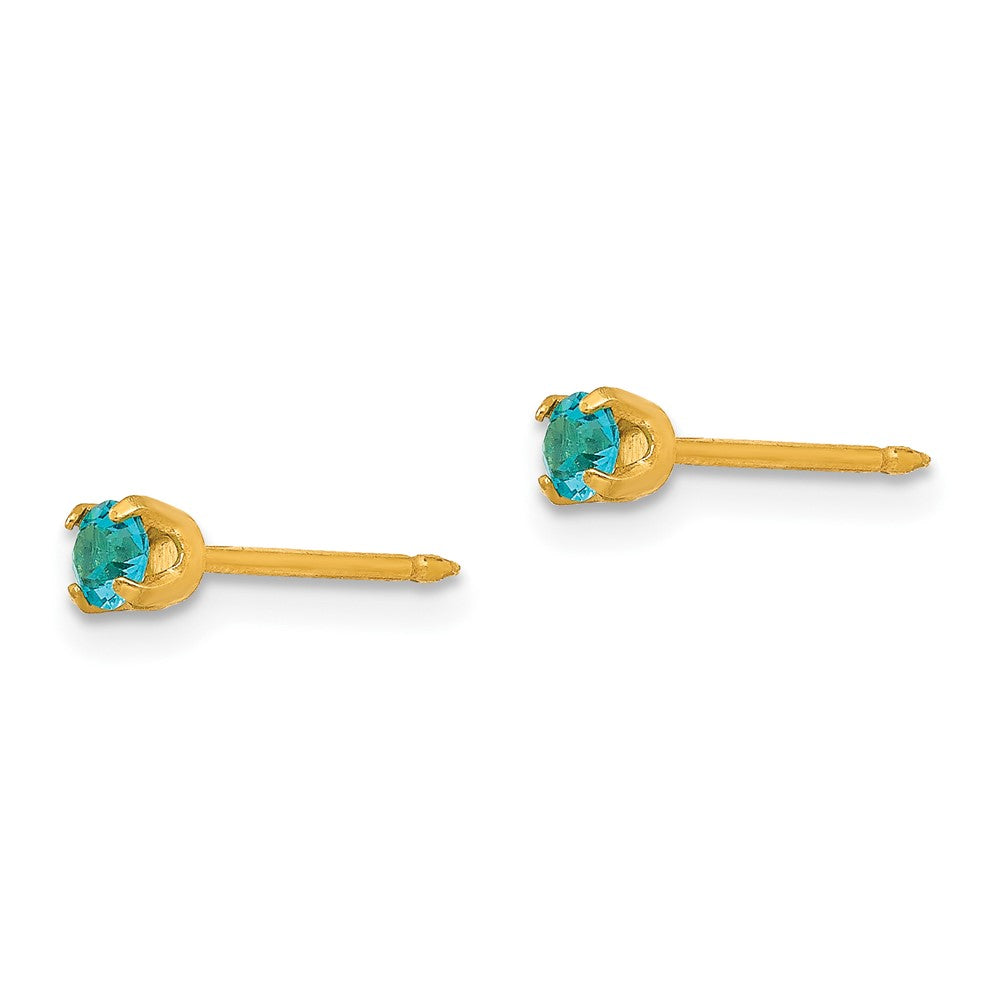 14K Gelbgold Inverness 3mm December Kristall Geburtsstein Ohrstecker