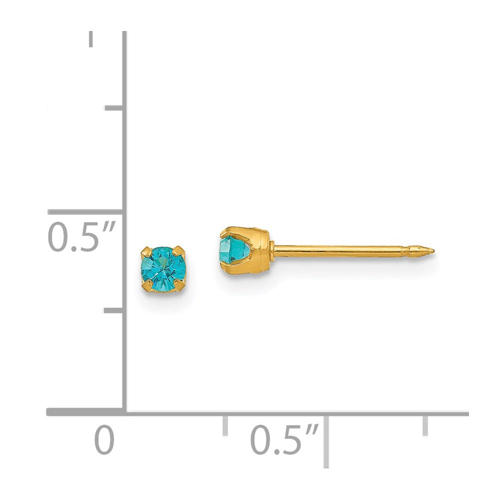 14K Gelbgold Inverness 3mm December Kristall Geburtsstein Ohrstecker