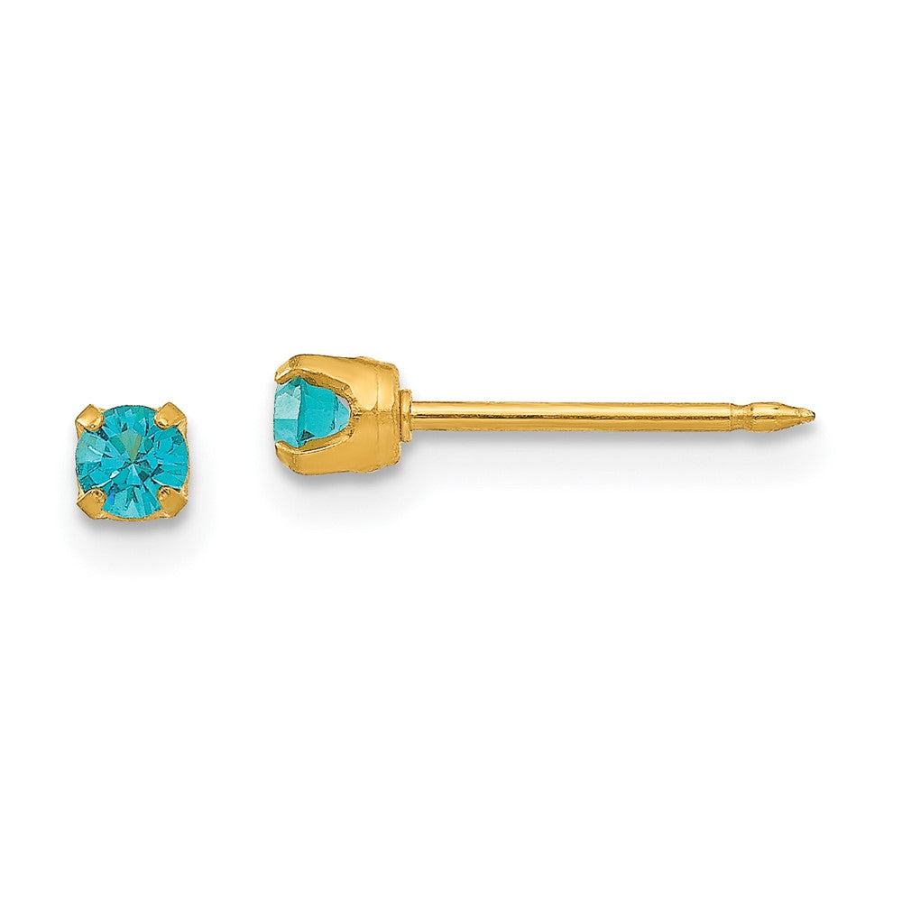 14K Gelbgold Inverness 3mm December Kristall Geburtsstein Ohrstecker