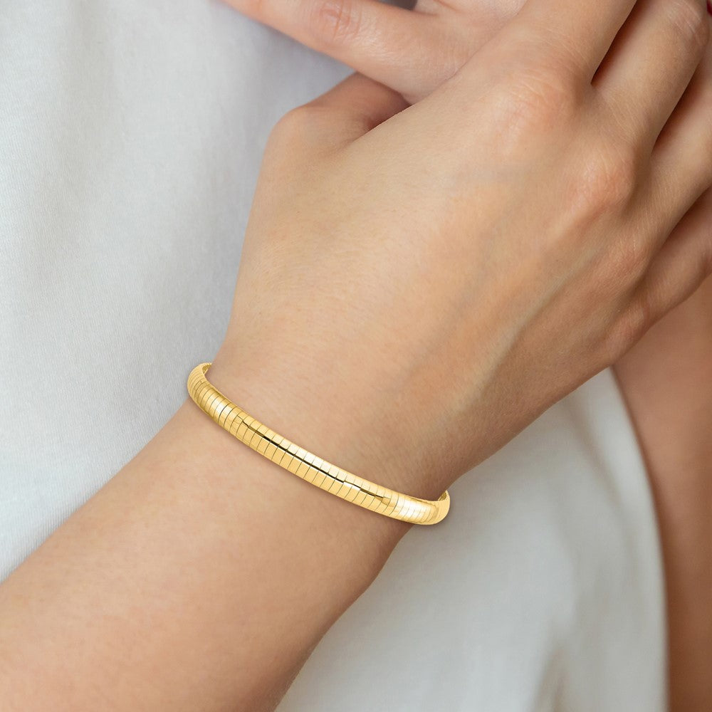 14K Gelbgold 6mm Gewölbt 7 Zoll. Omega Armband