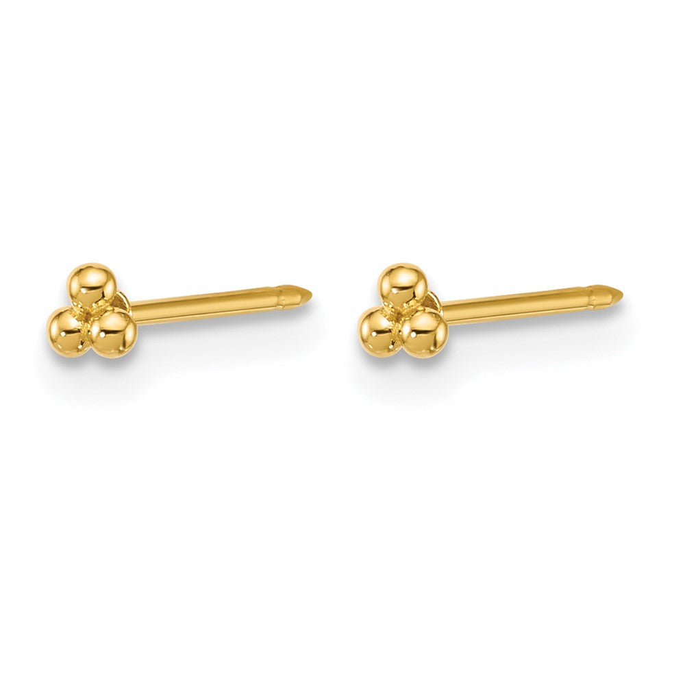 14K Gelbgold Poliert 3mm Dreifach Kugel Ohrstecker