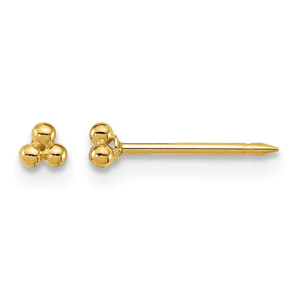 14K Gelbgold Poliert 3mm Dreifach Kugel Ohrstecker