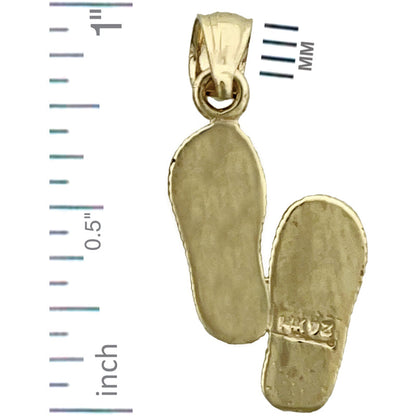 585 Gold 3D-Flip-Flops-Charm