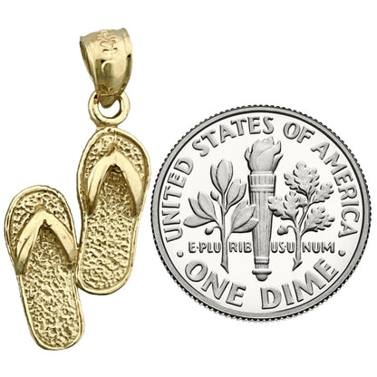 585 Gold 3D-Flip-Flops-Charm