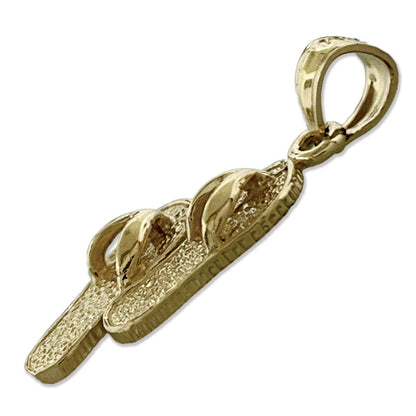 585 Gold 3D-Flip-Flops-Charm